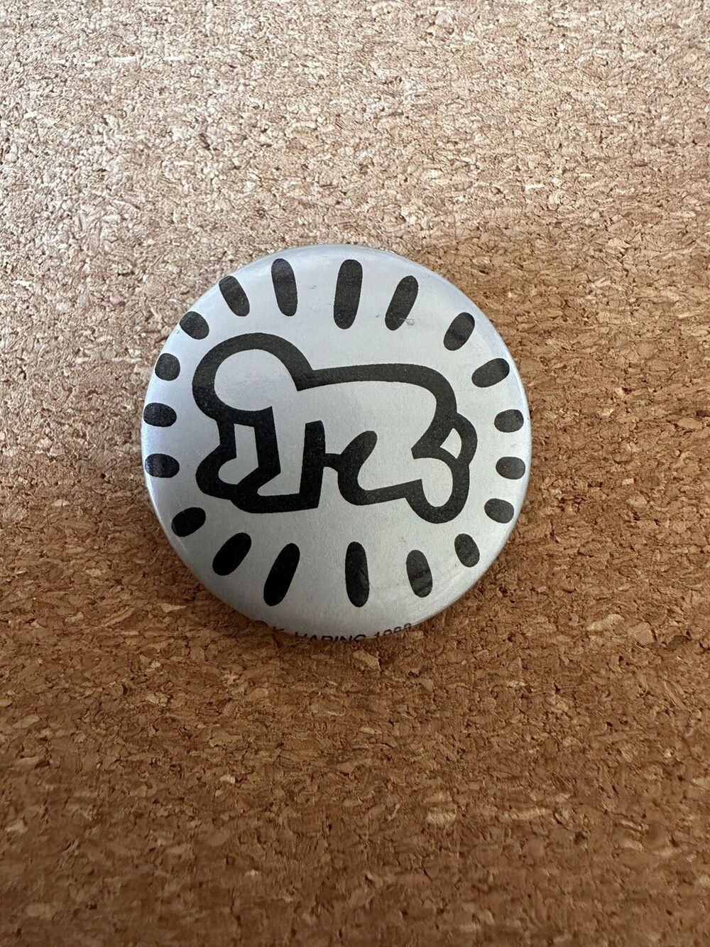 Keith Haring Original Pin 1.5” Badge, 1988, Pop Shop, NYC Graffiti, Very Rare